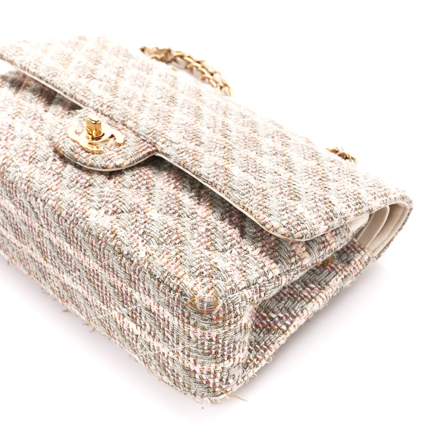 Chanel Tweed Quilted Medium Double Flap Beige Multicolor 11 of 15