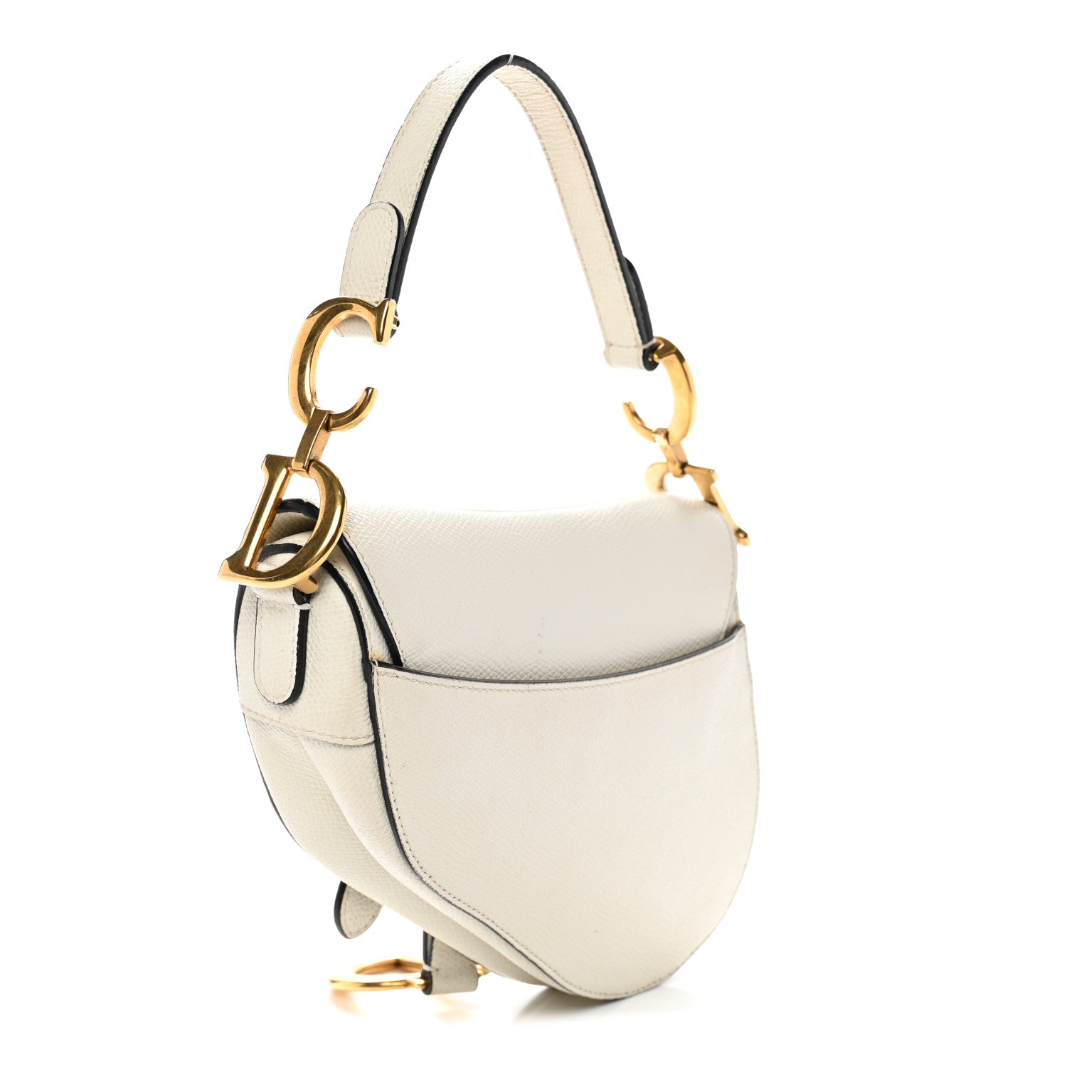Christian Dior Grained Calfskin Mini Saddle Bag White 3 of 12