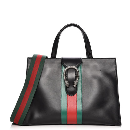 Gucci Calfskin Web Stripe Large Dionysus Tote Bag Black 1 of 8