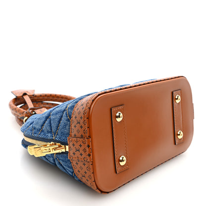 Louis Vuitton Denim Calfskin Reverse Monogram Malletage Alma BB Blue 4 of 9