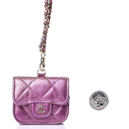 Chanel Iridescent Lambskin Quilted Airpods Pro Case Purple 3 of 9
