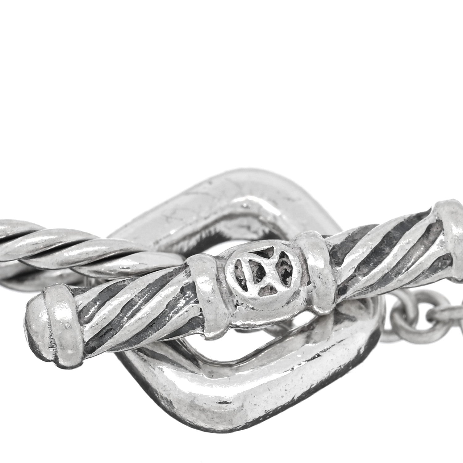David Yurman Sterling Silver Diamond Cable Heart Charm Bracelet 3 of 3