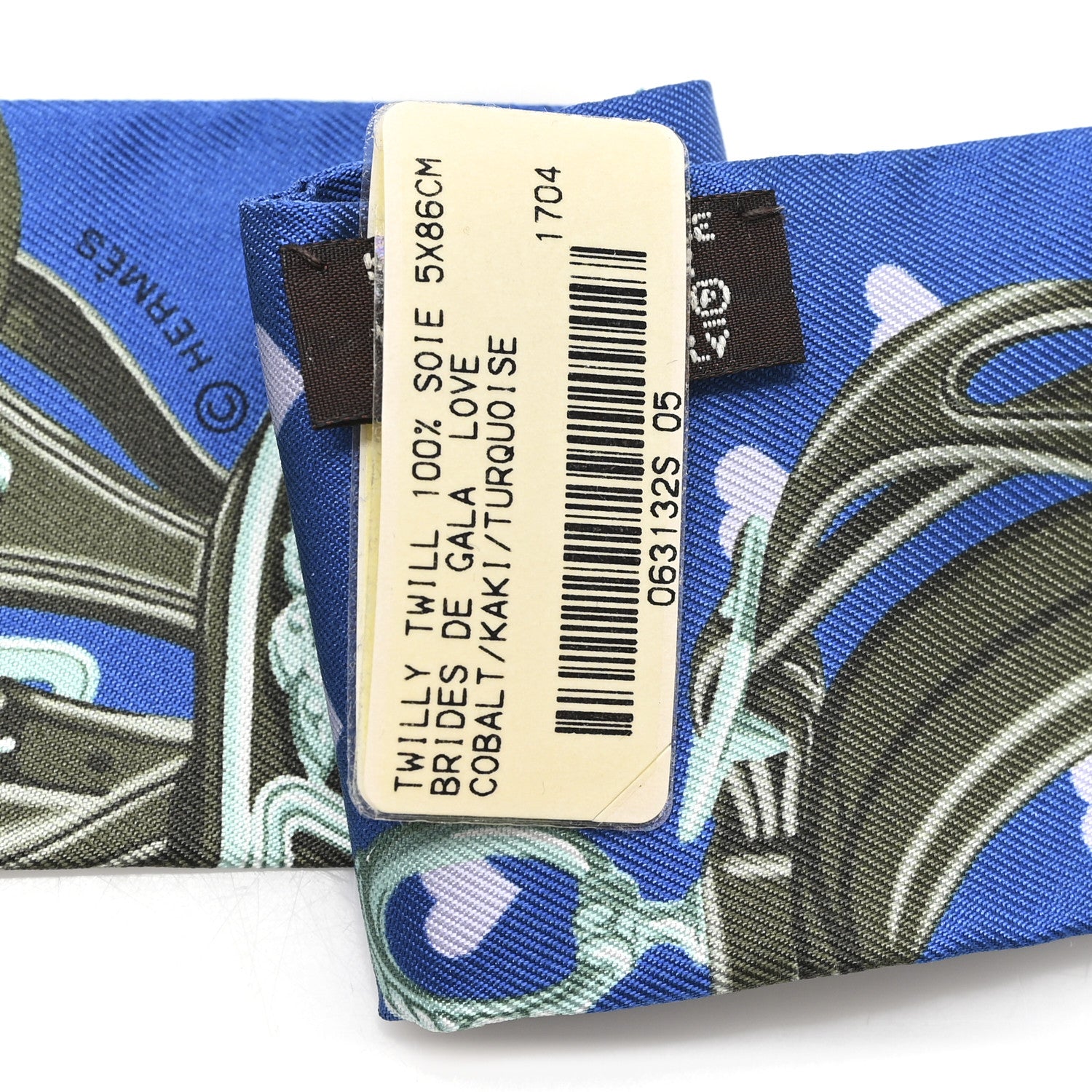 Hermes Silk Brides De Gala Love Twilly Cobalt Kaki Turquoise 3 of 3
