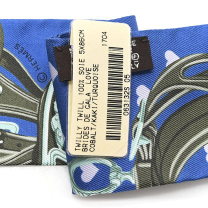 Hermes Silk Brides De Gala Love Twilly Cobalt Kaki Turquoise 3 of 3