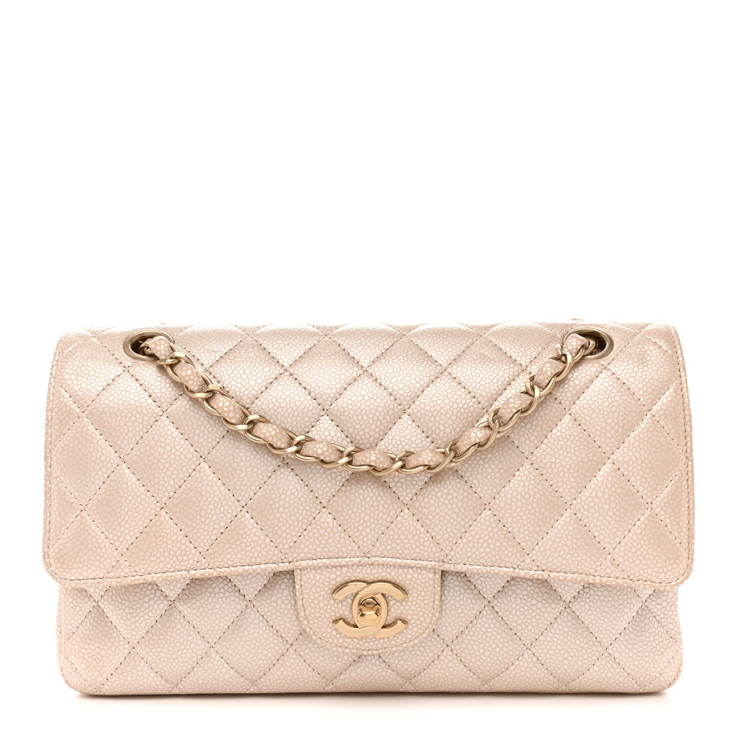 Chanel Pearly Caviar Quilted Medium Double Flap Light Beige 1 of 10