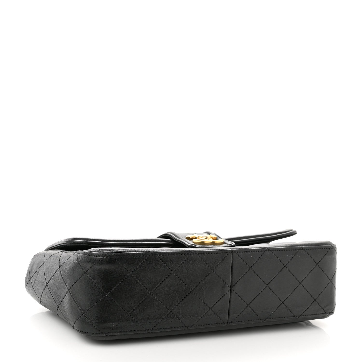 Chanel Calfskin Quilted Large Elegant CC Flap Navy Black 3 of 11