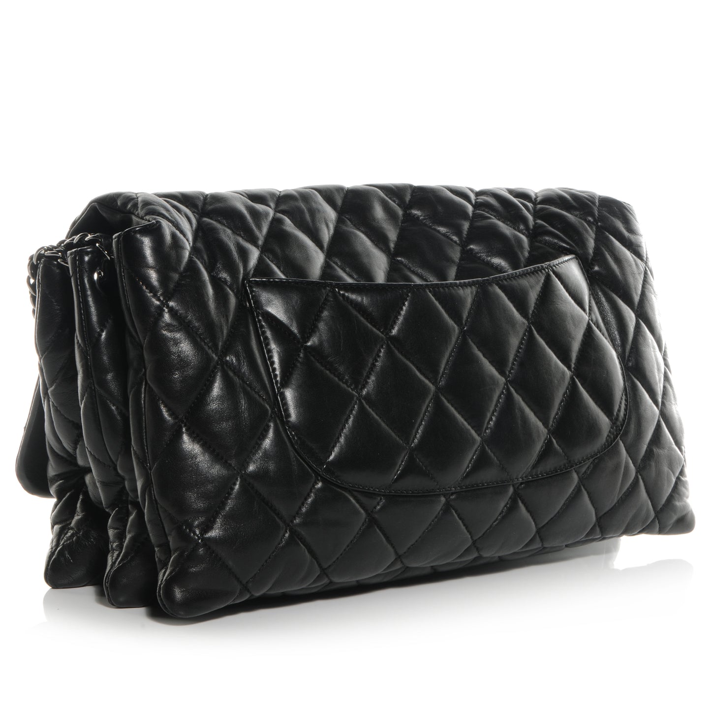 Lambskin Quilted Maxi 3 Flap Black