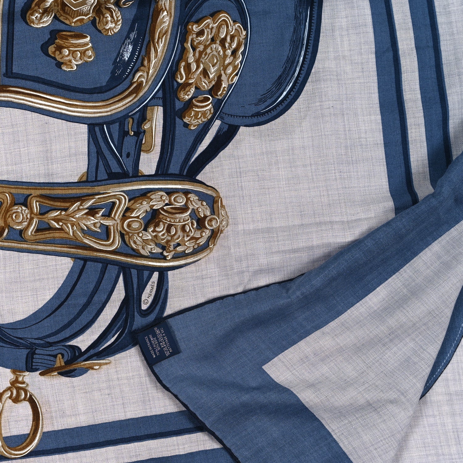 Hermes Silk Cashmere Brides De Gala Applique Pique Shawl 140 3 of 3
