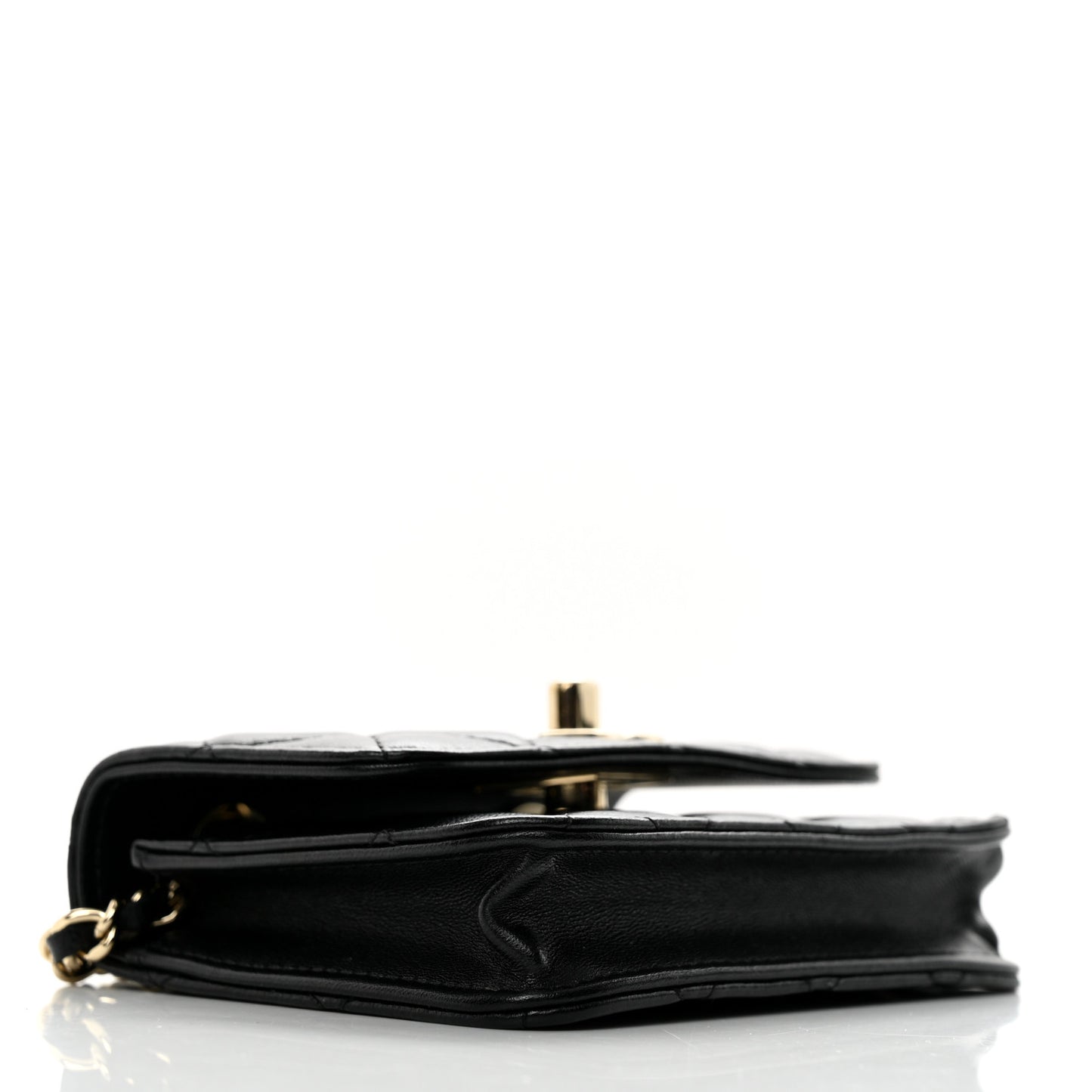 Lambskin Quilted Trendy CC Card Holder On Chain Black
