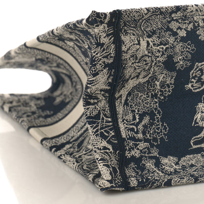 Christian Dior Canvas Embroidered Large Dioriviera Toile De Jouy Reverse Book Tote Blue 9 of 13