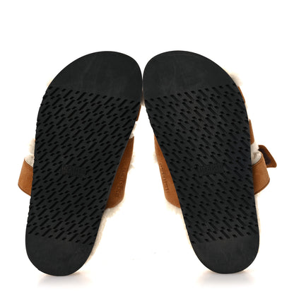 Hermes Suede Goatskin Woolskin Womens Chypre Sandals 36.5 Naturel Ecru 7 of 11