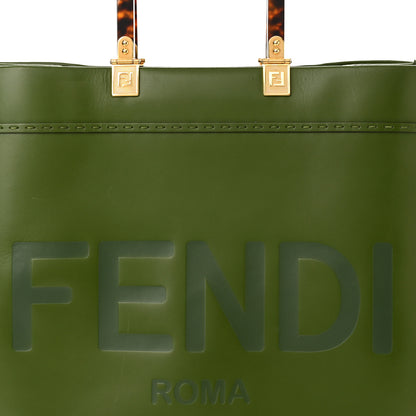Fendi Vitello King Plexiglass Logo Embossed Medium Fendi Sunshine Shopper Tote Avocado 9 of 17