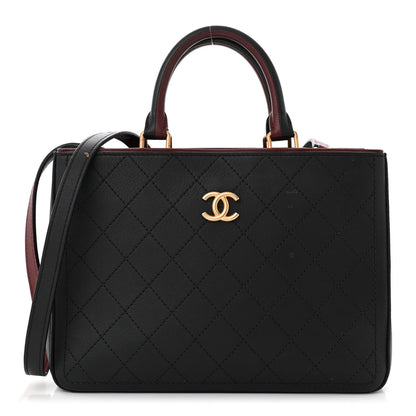 Chanel Bullskin Stitched Bi-Color Medium Shopping Tote Black 1 of 11