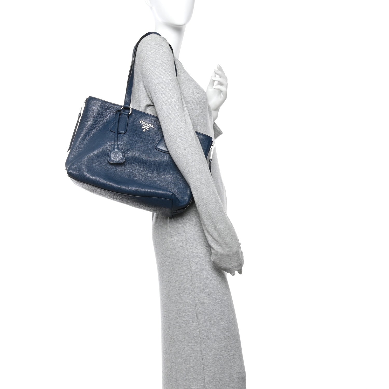 Prada Vitello Daino Shopping Tote Baltico 2 of 14