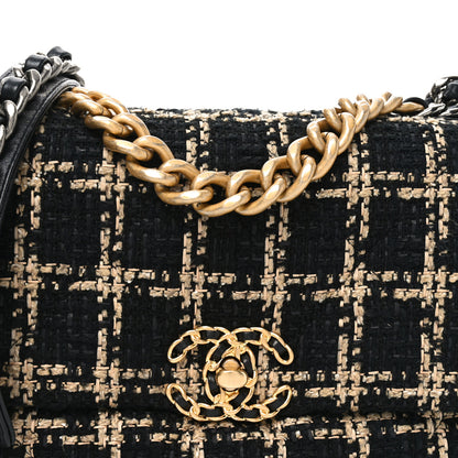 Chanel Tweed Quilted Medium Chanel 19 Flap Black Beige 8 of 11