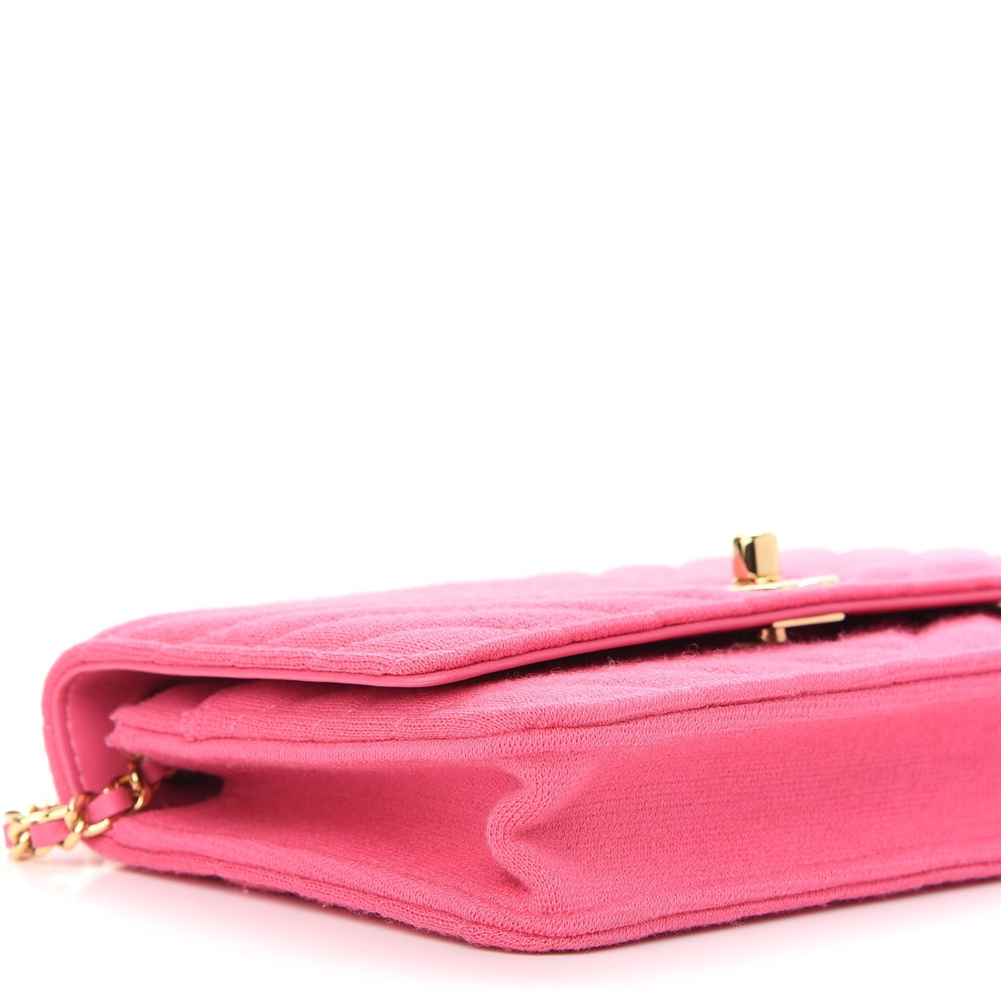 Jersey Chevron Quilted Trendy CC Wallet On Chain WOC Pink