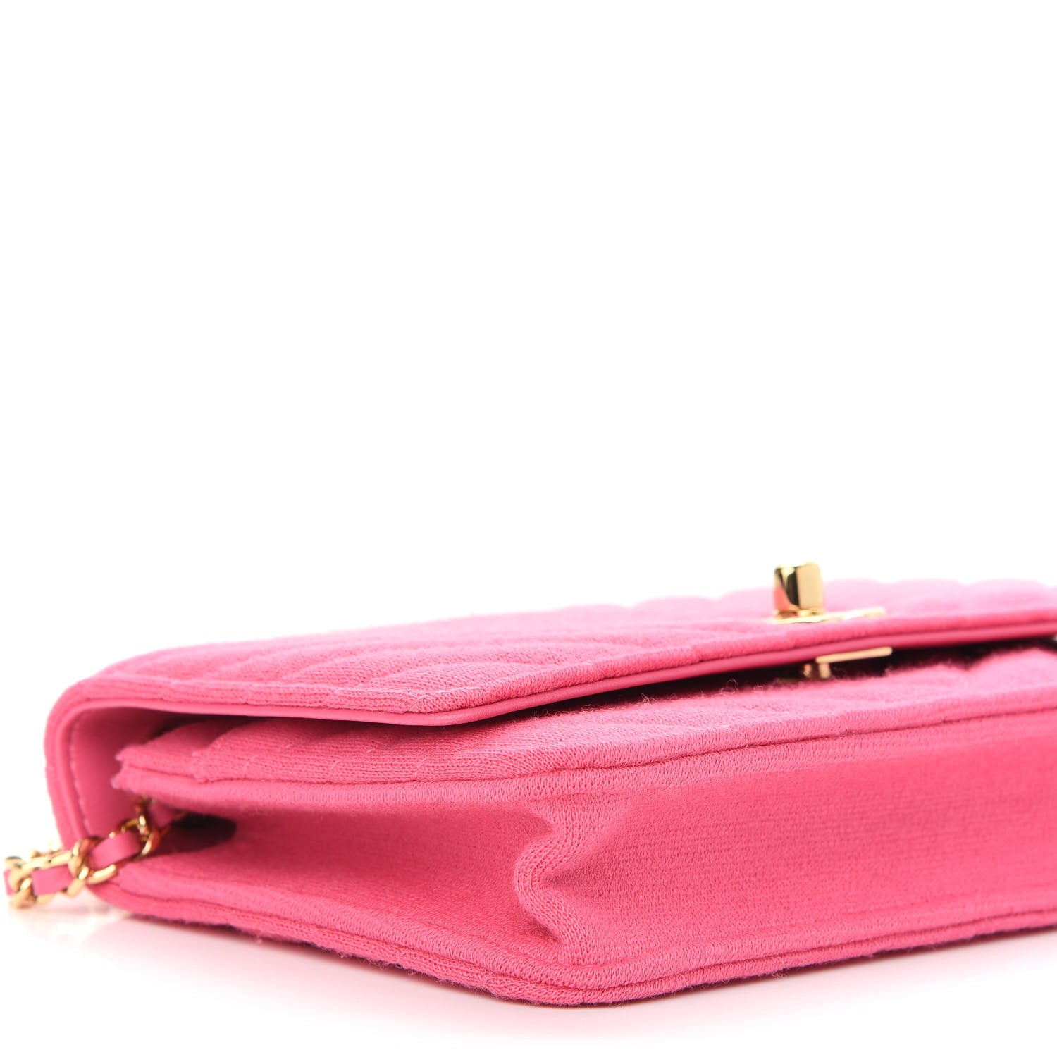 Chanel Jersey Chevron Quilted Trendy CC Wallet On Chain WOC Pink 8 of 9