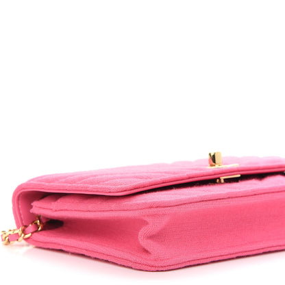 Chanel Jersey Chevron Quilted Trendy CC Wallet On Chain WOC Pink 8 of 9