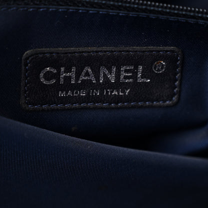 Chanel Metallic Coated Canvas Quilted Large Paris Biarritz Tote Blue 7 of 11