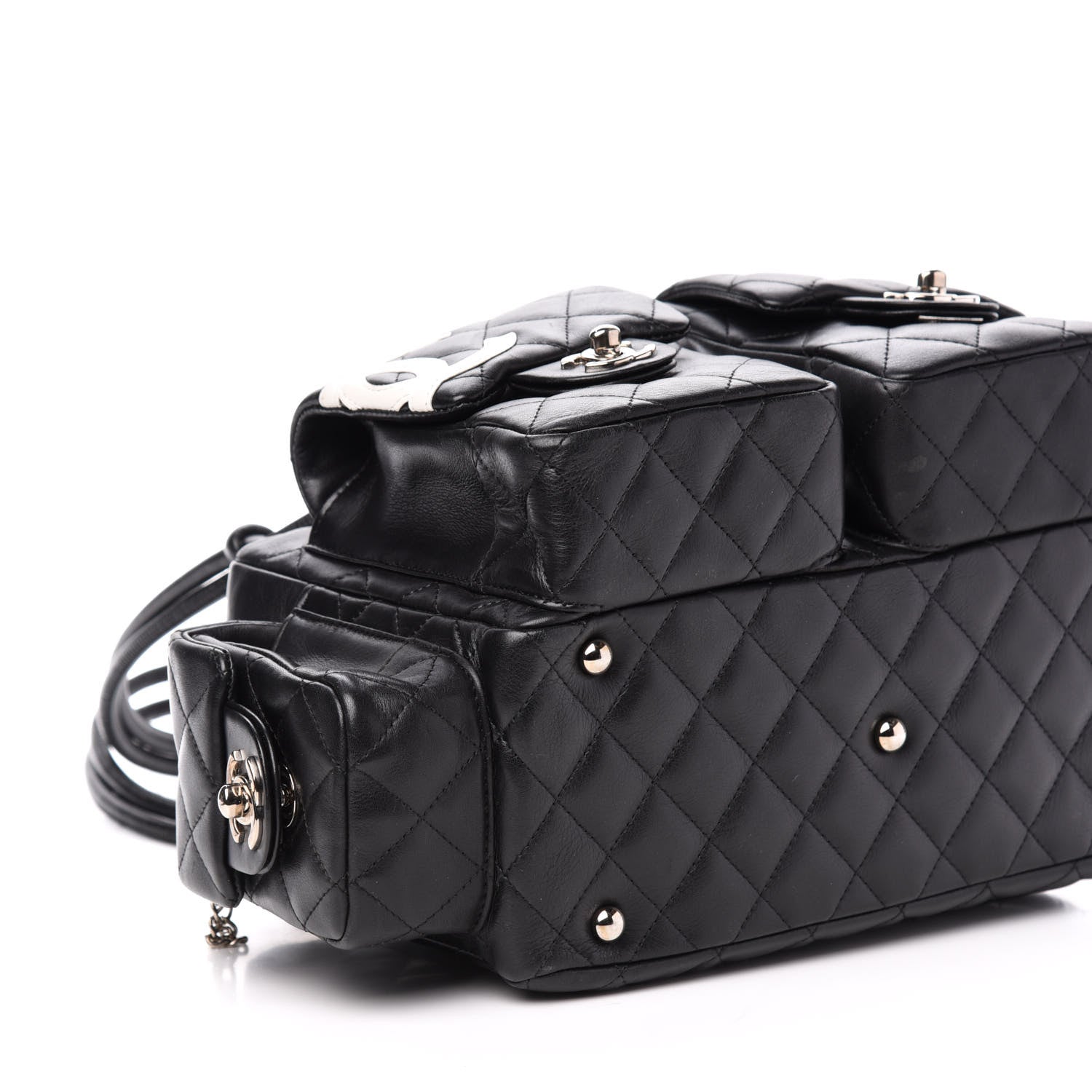 Chanel Calfskin Quilted Small Cambon Multipocket Reporter Black White 10 of 12