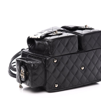 Chanel Calfskin Quilted Small Cambon Multipocket Reporter Black White 10 of 12
