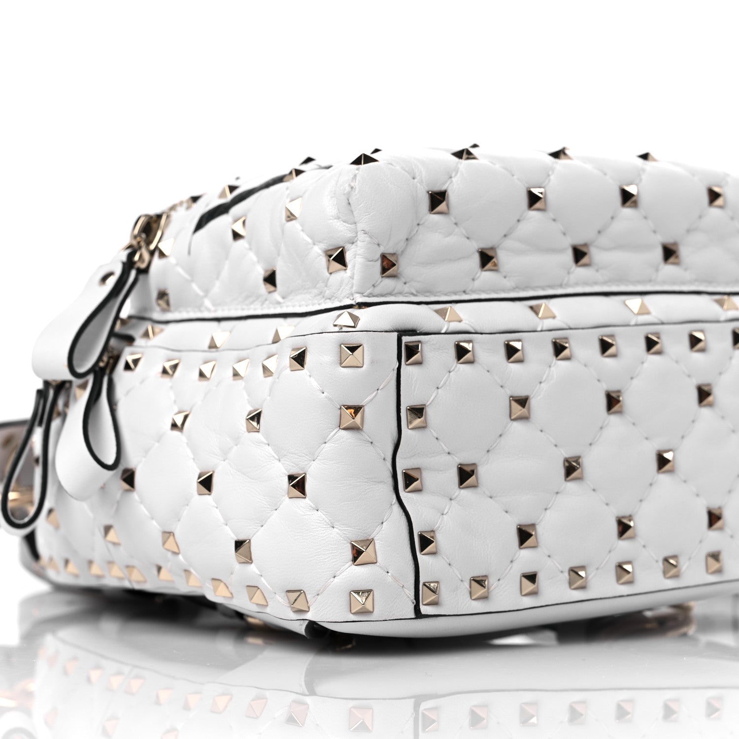 Valentino Garavani Lambskin VLTN Print Quilted Mini Rockstud Spike Backpack White 7 of 9