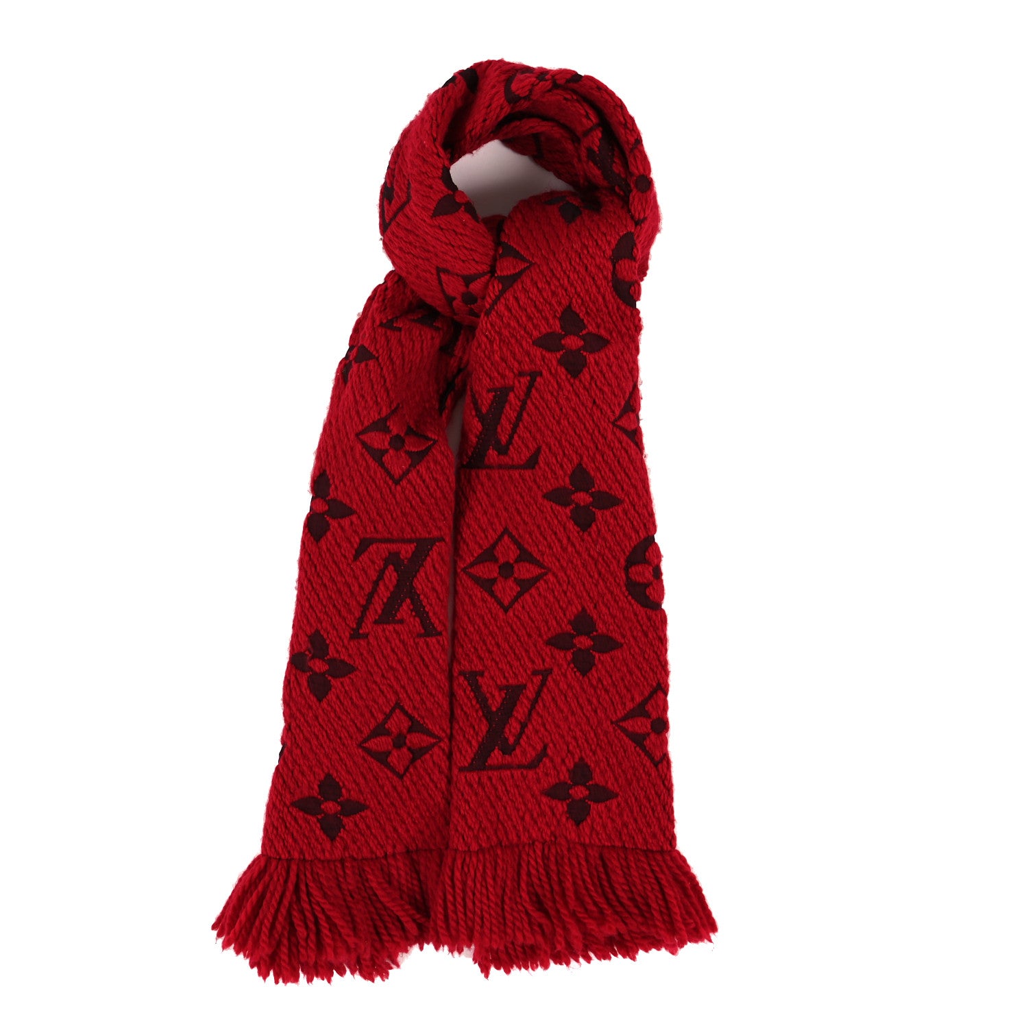 Louis Vuitton Wool Silk Logomania Scarf Rubis 1 of 3