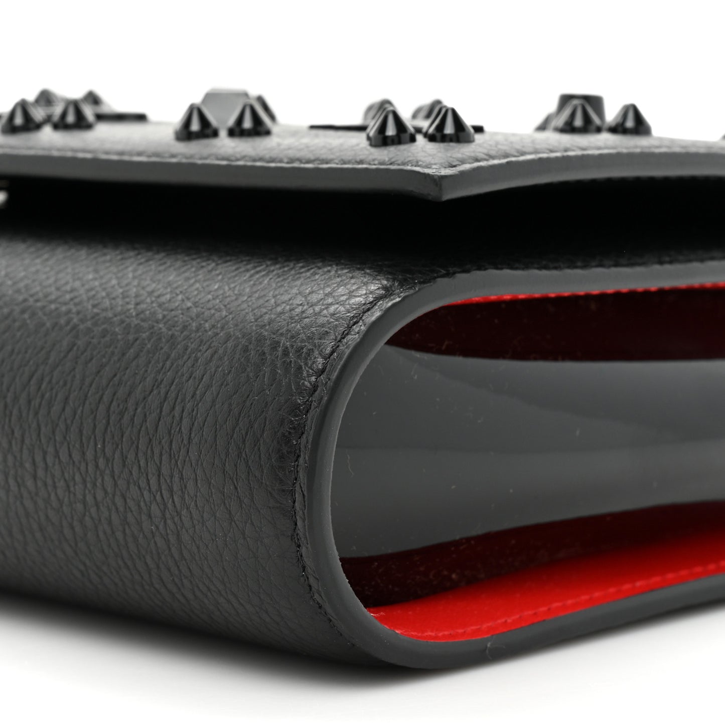 Calfskin Spikes Loubinthesky Paloma Clutch Black