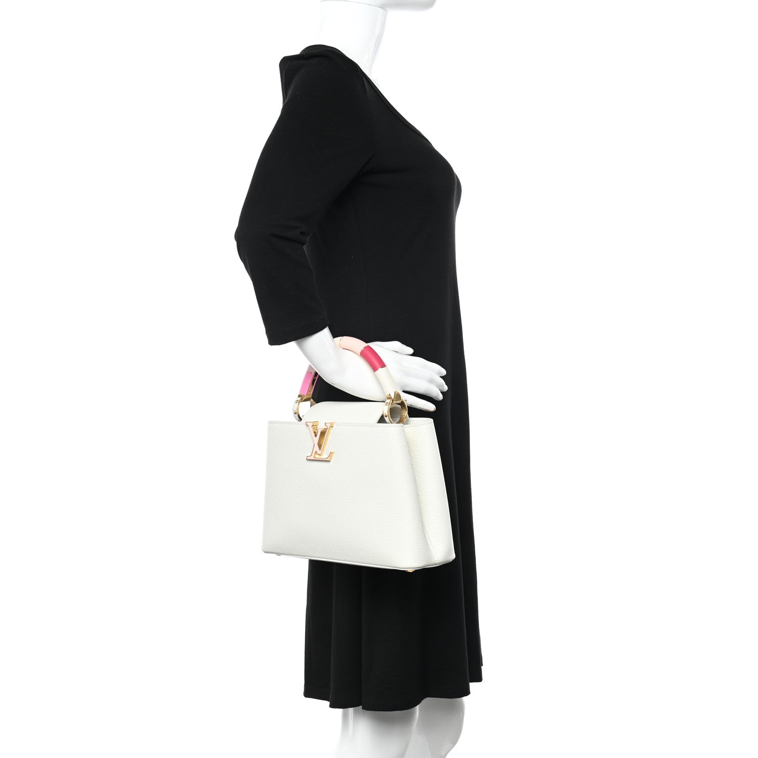 Louis Vuitton Taurillon Lambskin Calfskin Capucines BB Snow White 2 of 9