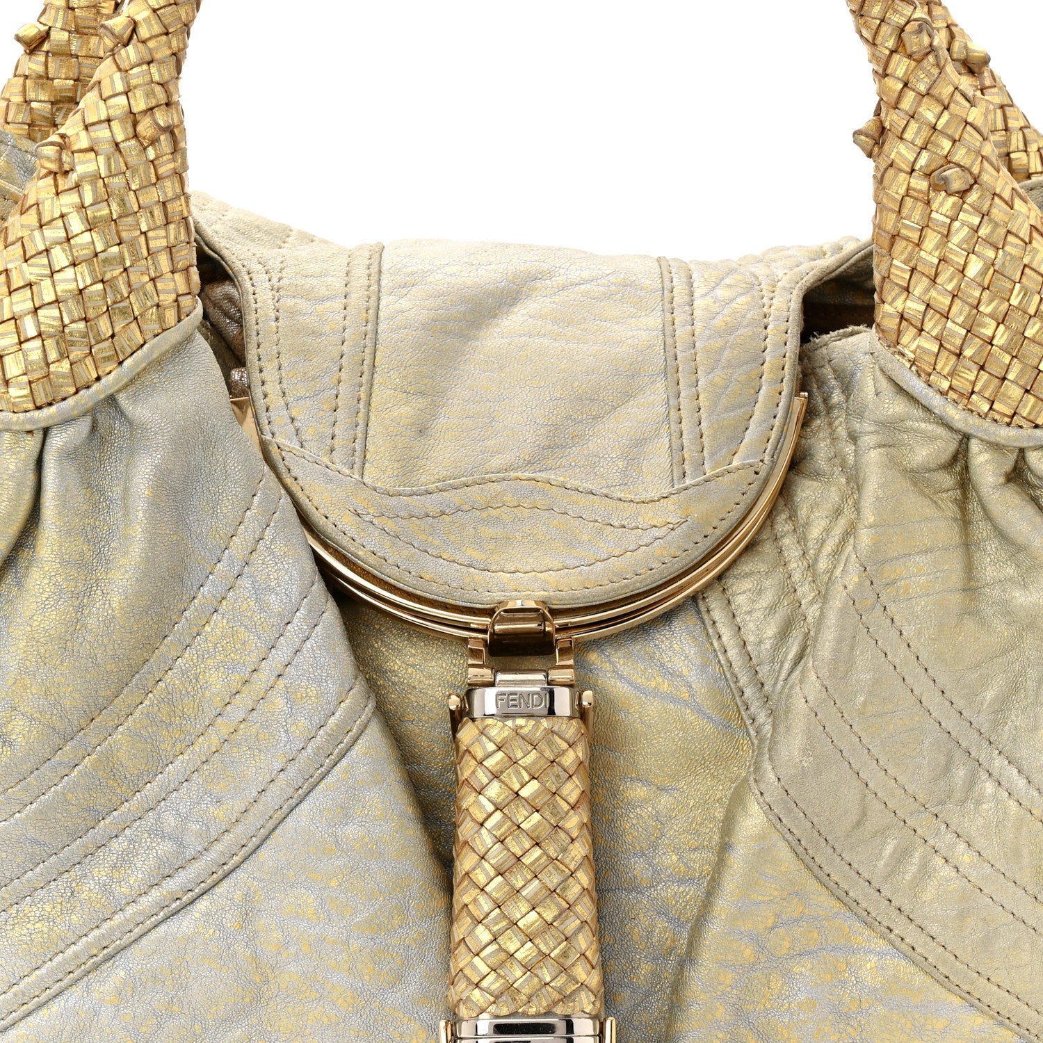Fendi Nappa Nuvolata Bimetal Spy Oro Argento 8 of 10