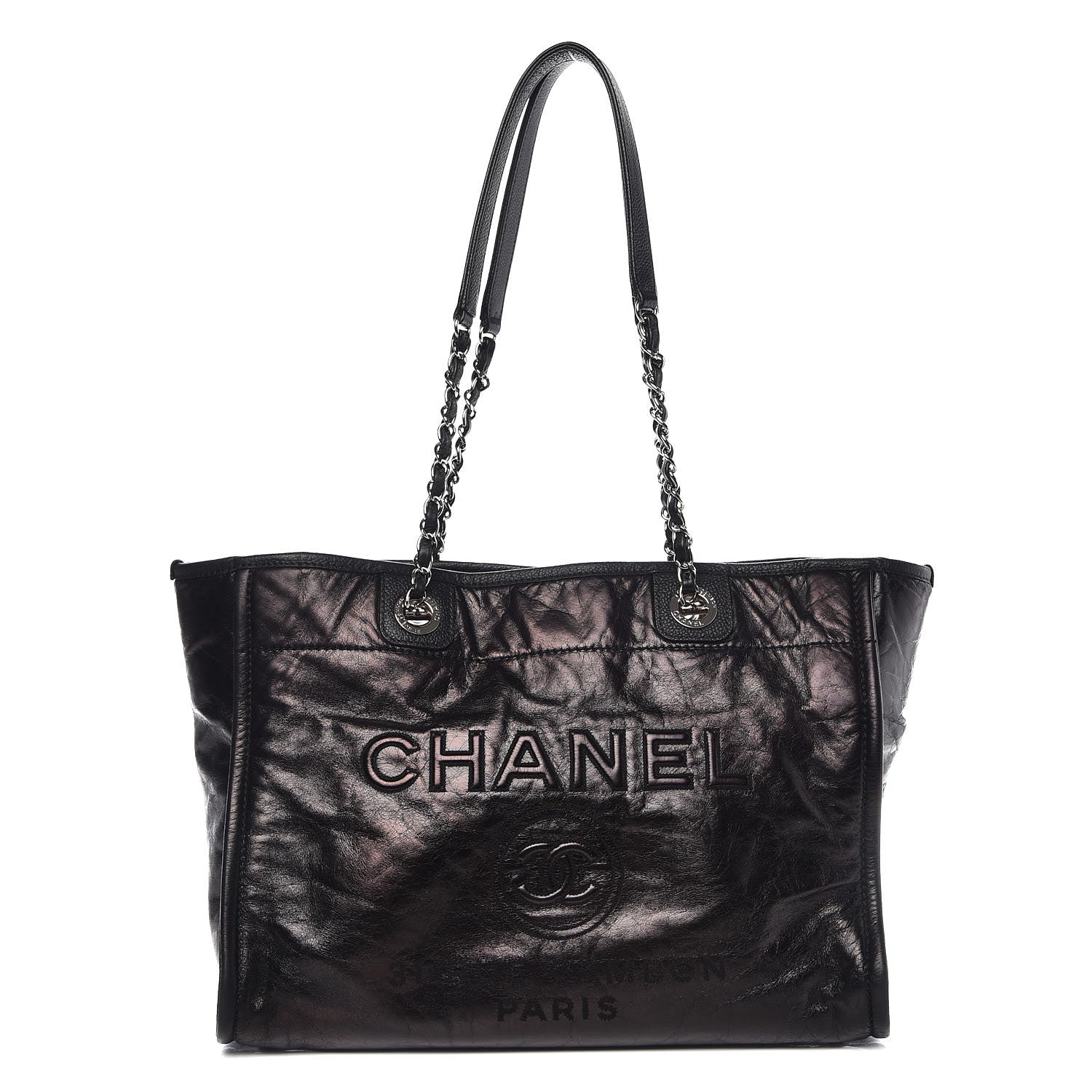 Chanel Glazed Calfskin Small Deauville Tote Black 1 of 11