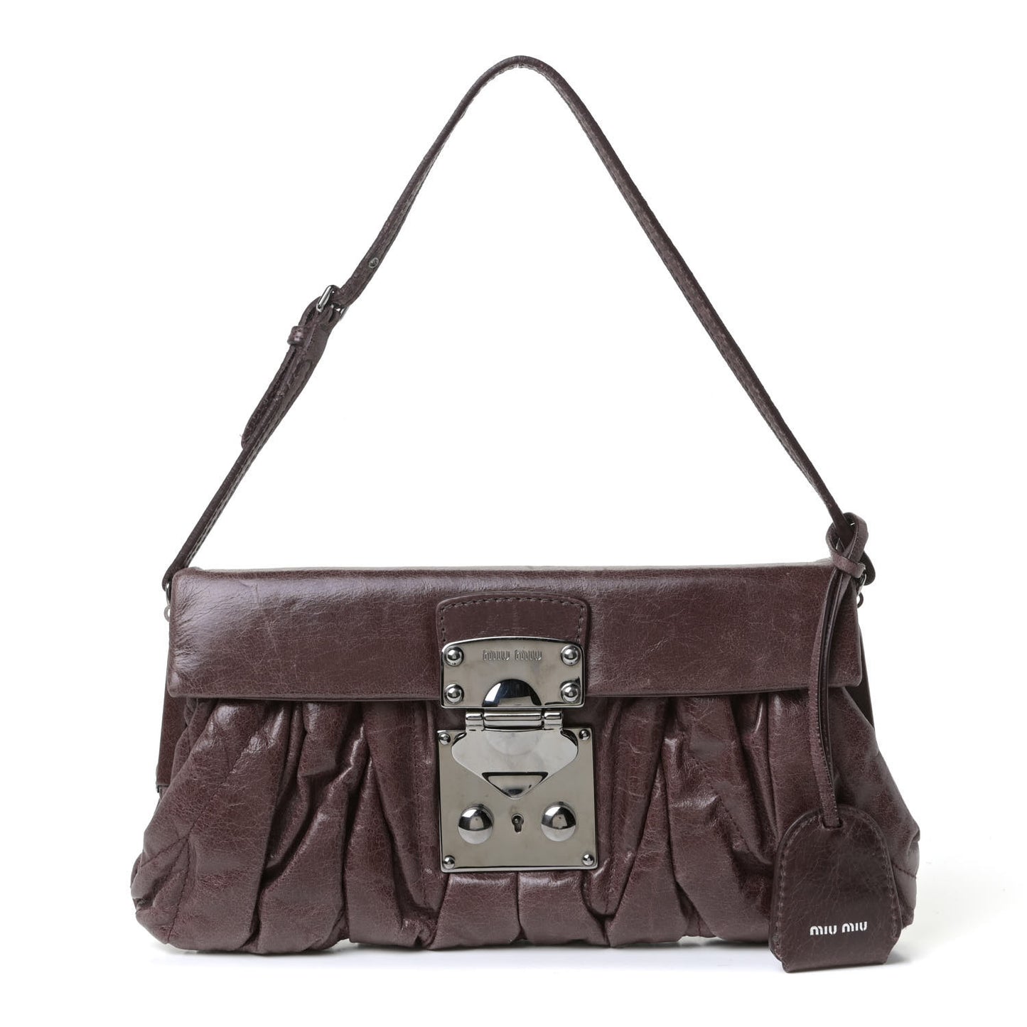 Vitello Lux Matelasse Flap Pochette Brown