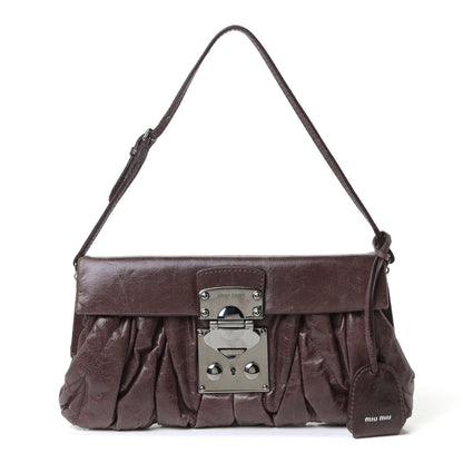 Miu Miu Vitello Lux Matelasse Flap Pochette Brown 1 of 12