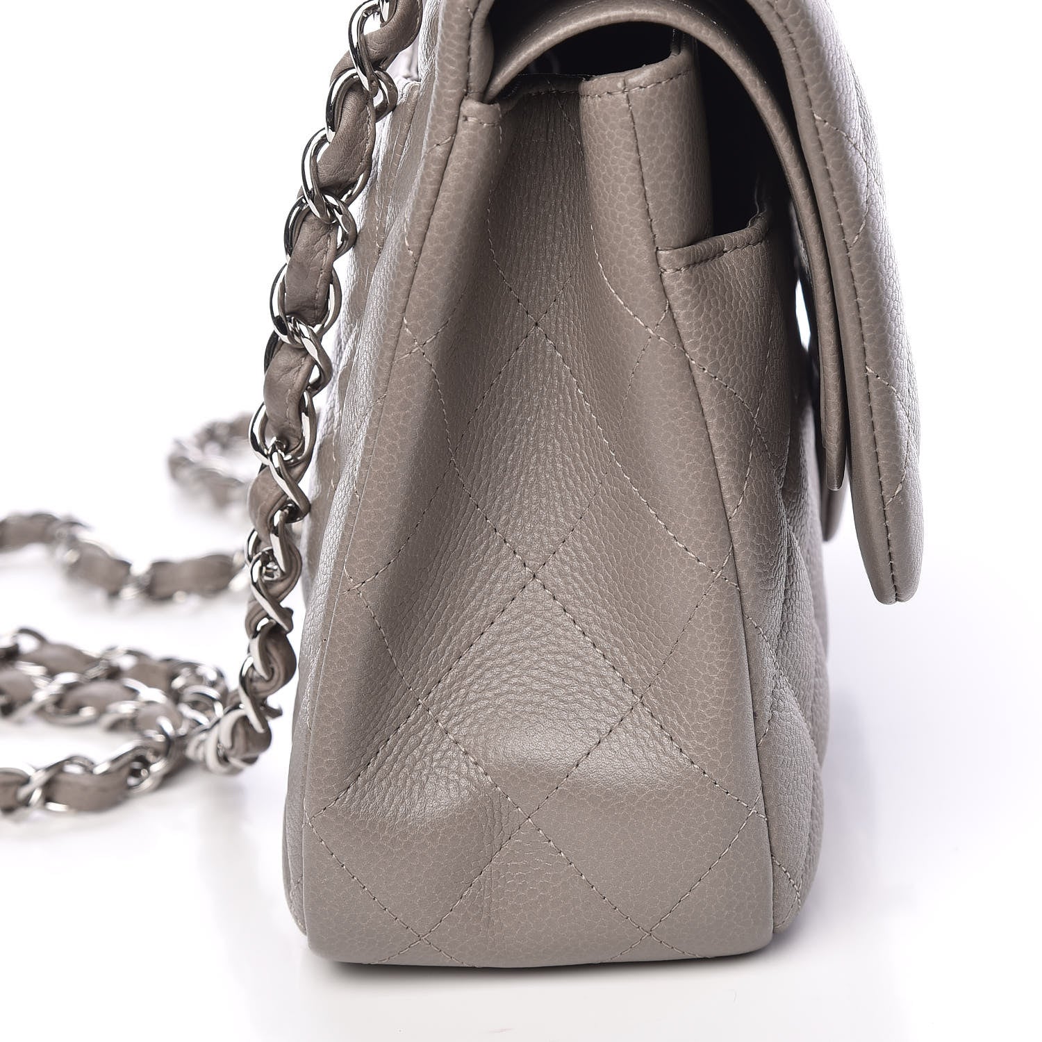 Chanel Caviar Quilted Jumbo Double Flap Light Grey 11 of 13