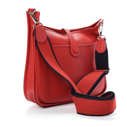 Hermes Taurillon Clemence Amazone Evelyne III PM Rouge Casaque Bleu Obscur 3 of 11