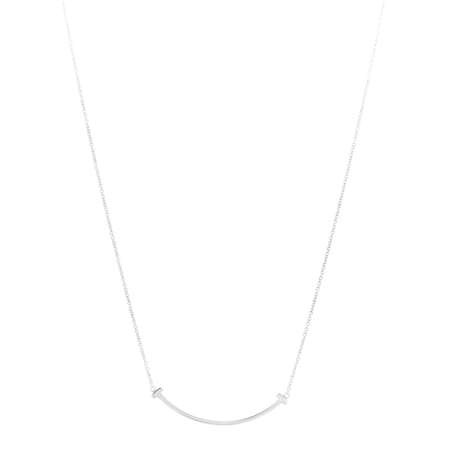 Tiffany Sterling Silver Small T Smile Pendant Necklace 1 of 5