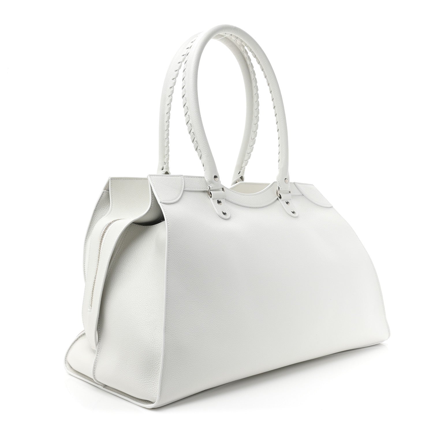 Balenciaga Grained Calfskin Neo Classic Silver Hardware Large Top Handle Bag White 3 of 15
