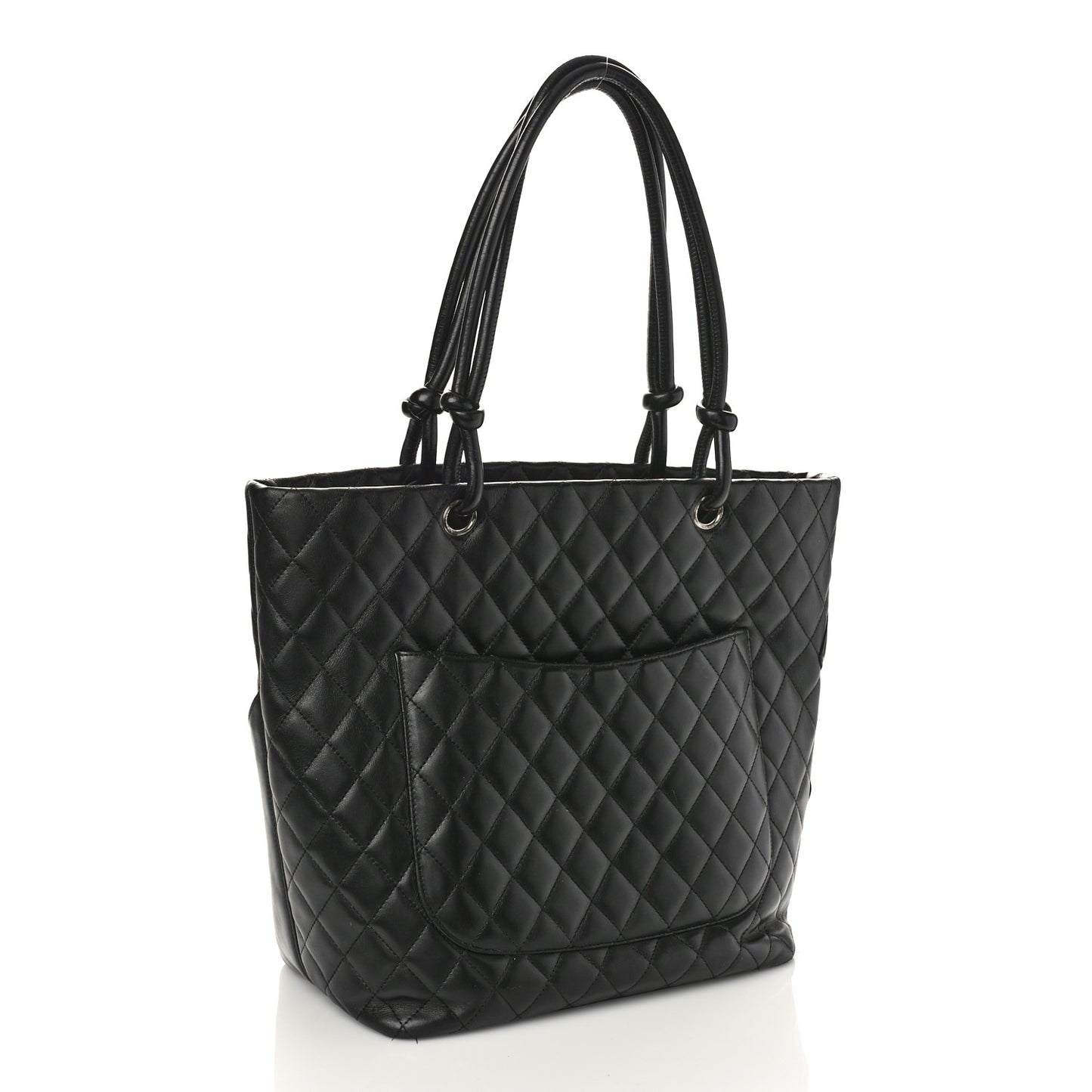 Calfskin Quilted Large Cambon Tote Black
