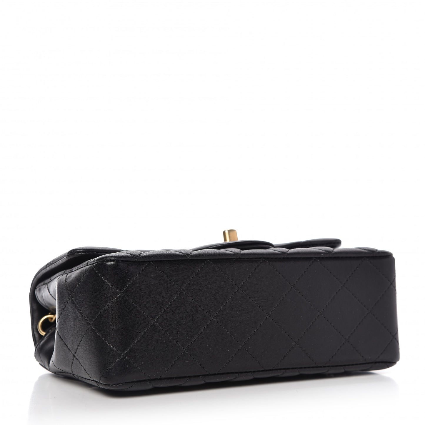 Lambskin Quilted Mini Rectangular Flap Black