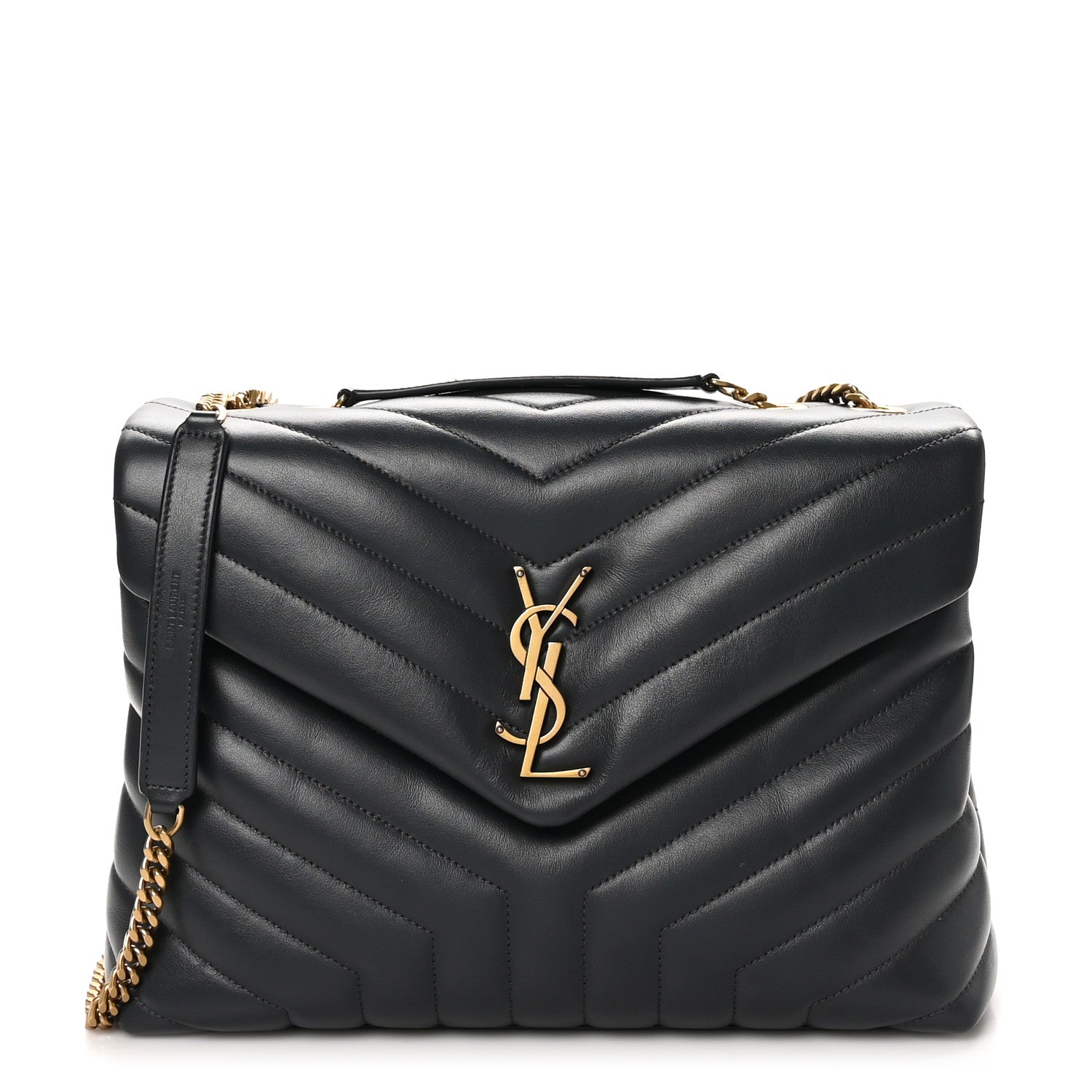 Saint Laurent Calfskin Y Quilted Monogram Medium Loulou Chain Satchel Dark Smog 1 of 10