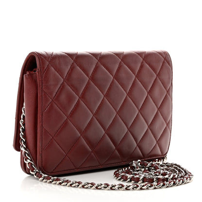 Chanel Aged Calfskin Quilted Wallet On Chain WOC Burgundy 3 of 11