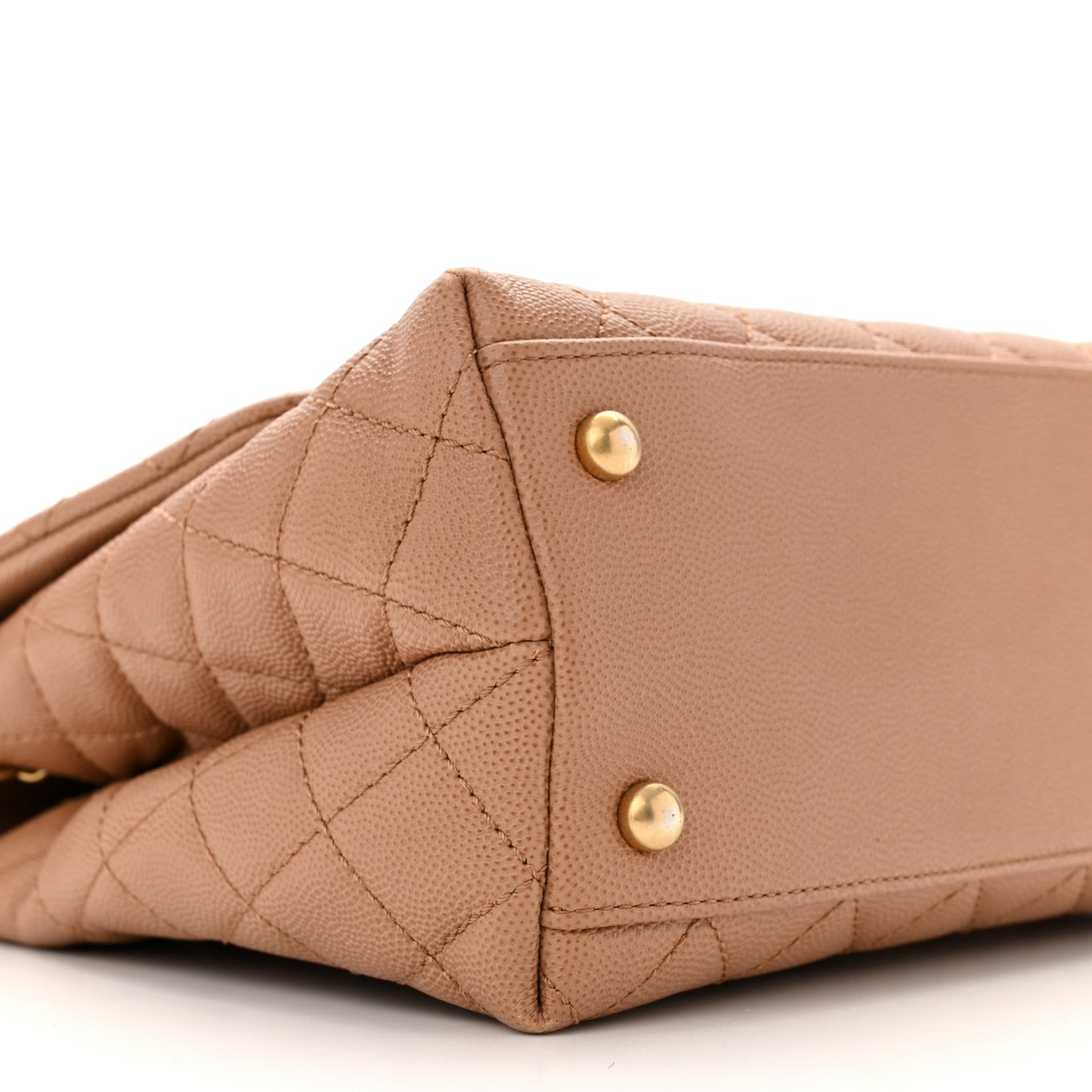 Caviar Lizard Quilted Small Coco Handle Flap Beige
