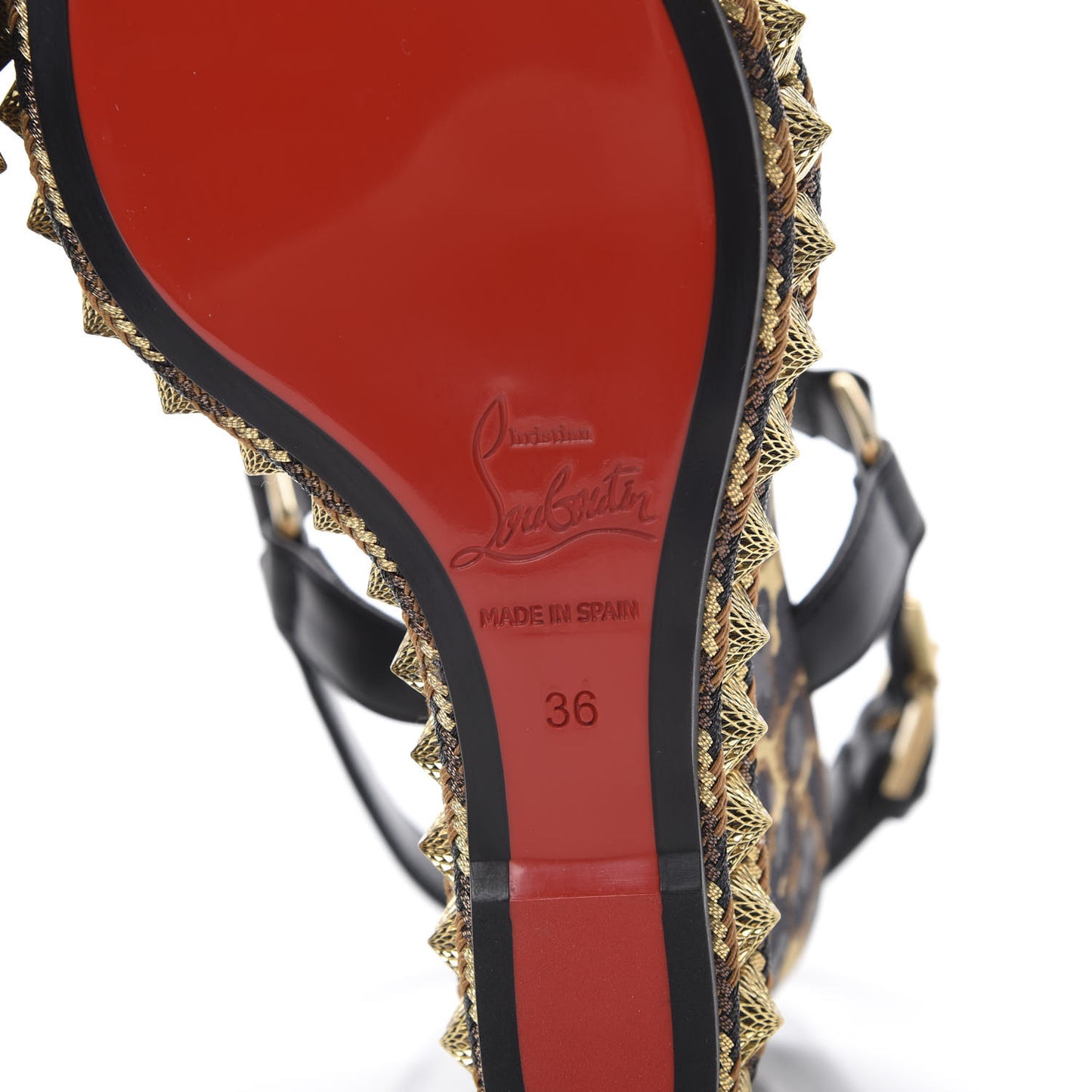 Nappa Silk Leopard Pira Ryad 110 Wedge Sandals 36 Black Marron
