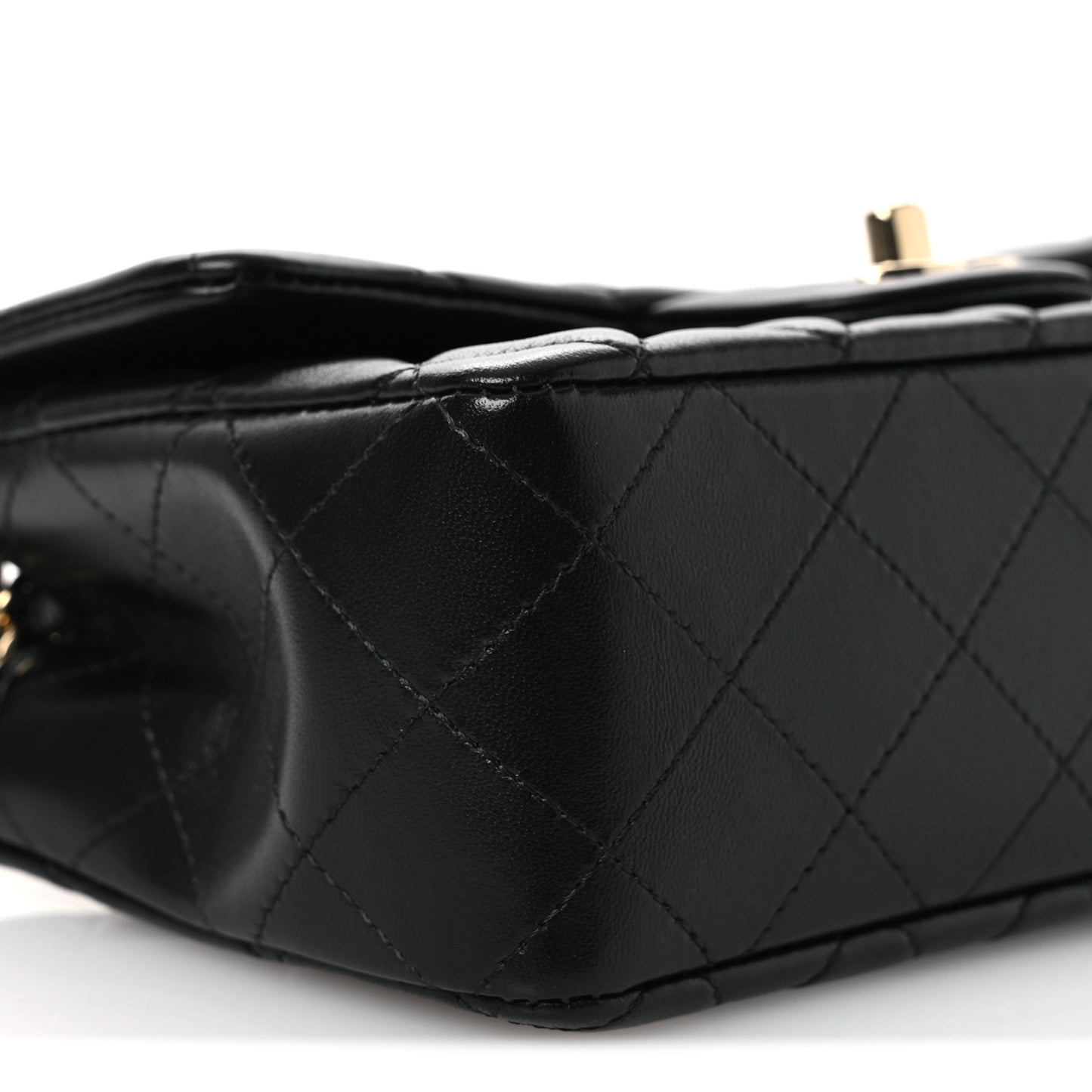 Lambskin Quilted Mini Rectangular Flap Black
