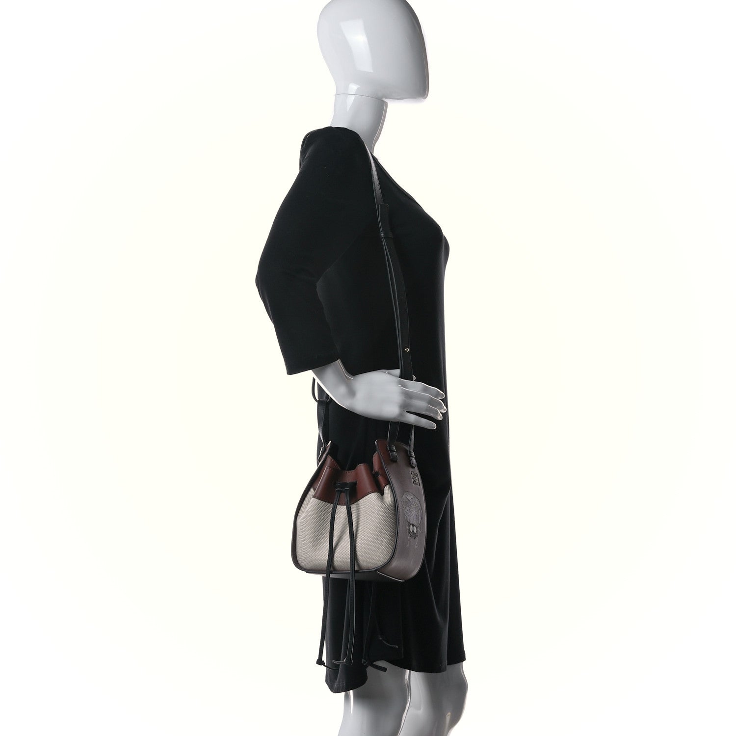 Loewe X Spirited Away Calfskin Textile Susuwatari Mini Hammock Shoulder Bag Havane Ecru 3 of 13