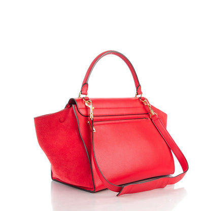 Celine Drummed Calfskin Suede Medium Trapeze Coquelicot 3 of 8