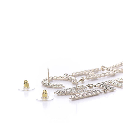 Chanel Crystal Cha-Nel Logo Drop Earrings Gold 3 of 5