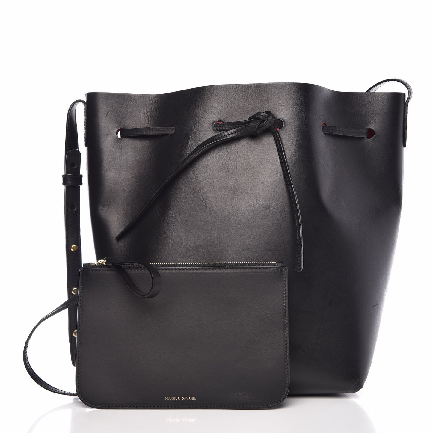 Vegetable Tanned Calfskin Bucket Bag Black Flamma
