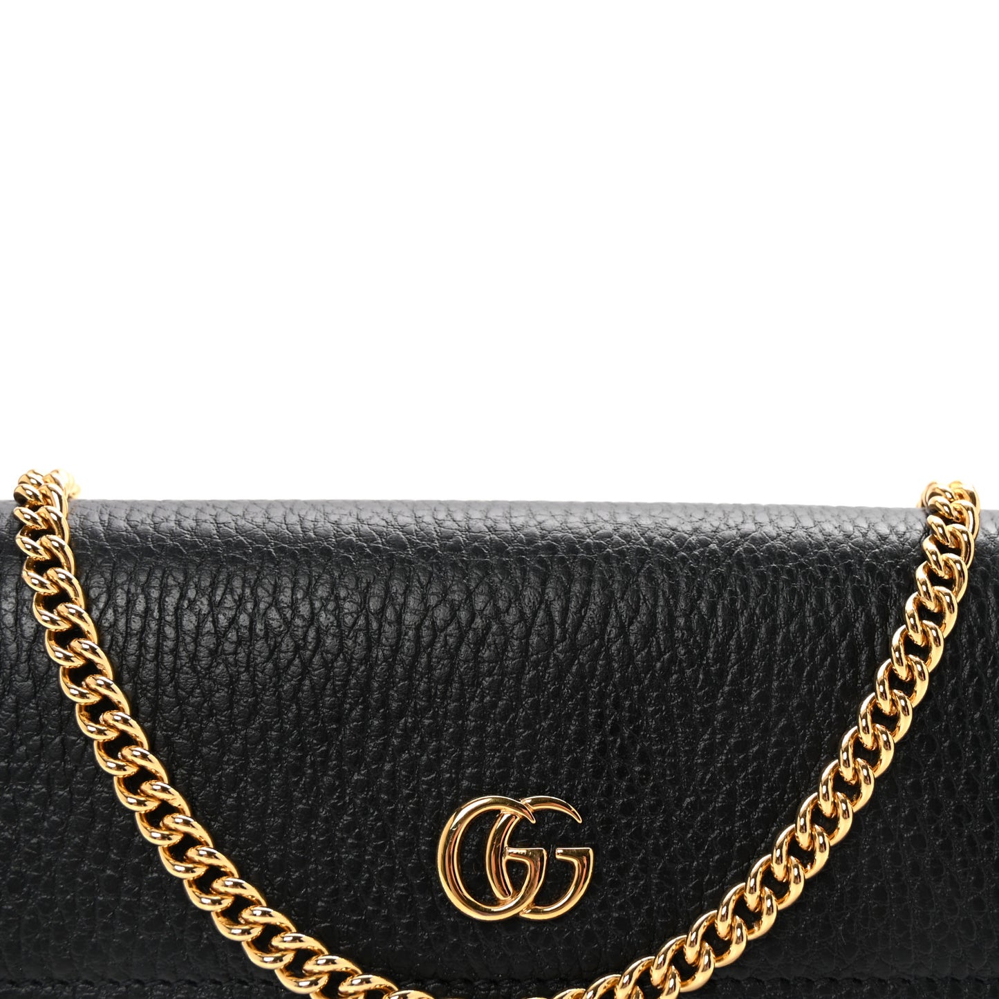 Dollar Calfskin GG Supreme Monogram Petite GG Marmont Wallet Chain Bag Black Beige Ebony