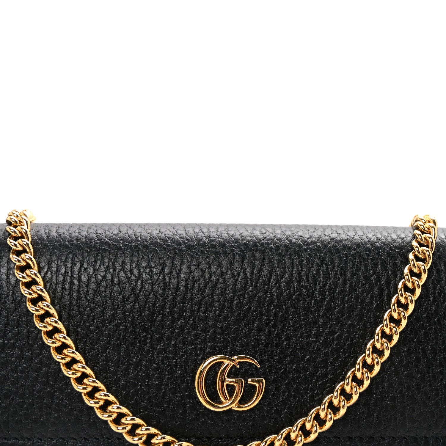 Gucci Dollar Calfskin GG Supreme Monogram Petite GG Marmont Wallet Chain Bag Black Beige Ebony 8 of 11
